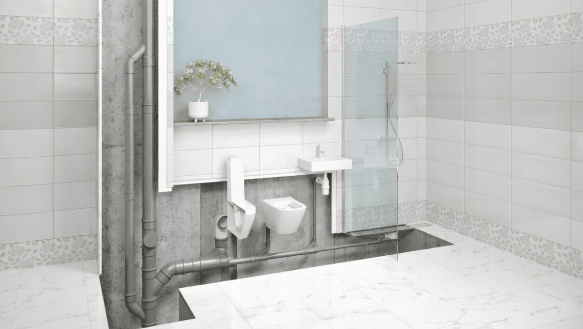 Kanalizacione pvc cevi - primer instalacije u kupatilu